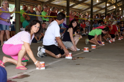 Club members lined up for the Frog race
