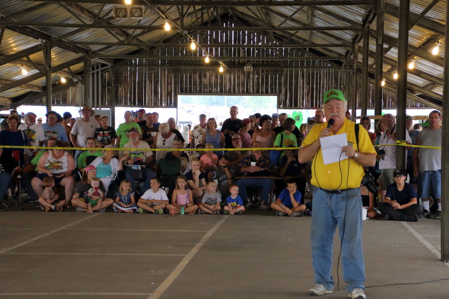 An Eville Iron club member announcing the Celebrity & Club Follies