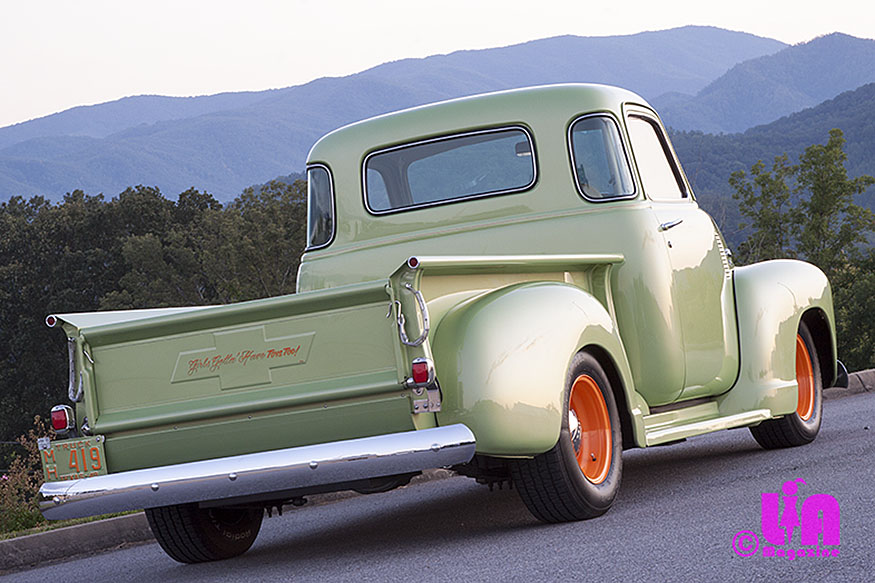 Linda's back 3/4 of her 49 Chevy