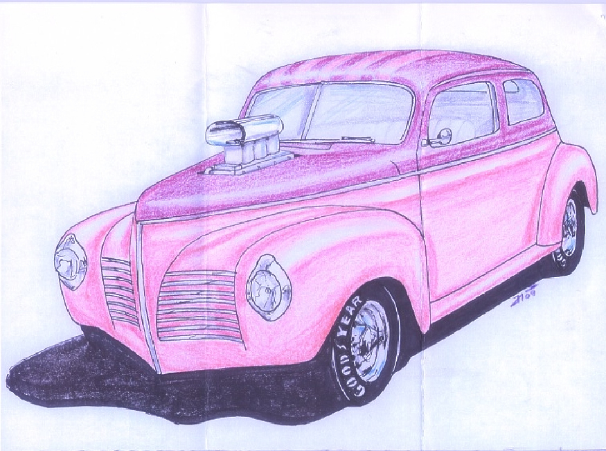 Shirley's '40 Plymouth drawing