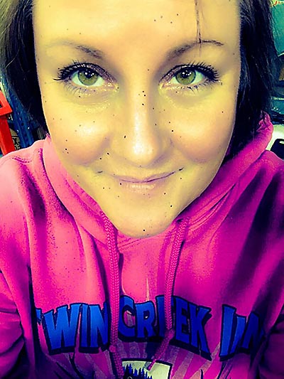 Samantha is spotted all up on her face